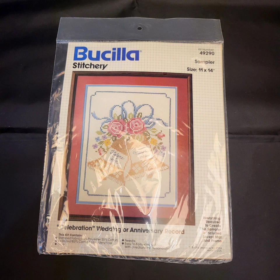 Bucilla Stitchery Sampler Kit "Celebración" Boda Aniversario Record 11" X 14" Foto 1 de 4
