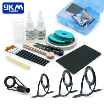Kit de reparación de caña de pescar de 9 km guías de construcción sin pegamento agua dulce y salada Foto 1 de 4