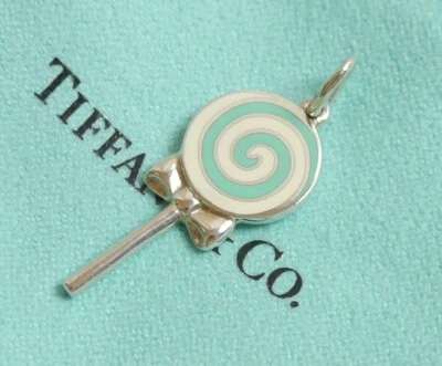 TIFFANY & CO. Esmalte Azul Piruleta Arco Dije Plata Esterlina Colgante Dije Foto 1 de 4