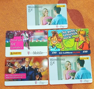 Telefonkarten - Fünf Karten (überw. Micro Money) - Bild 1 von 2