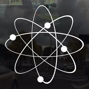 Atomic Swirl Electron Nucleus Structure - 6 Inch Wide White Vinyl Decal - Picture 1 of 1