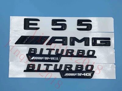 Pegatina emblema número negro brillante " E55 AMG BITURBO ///AMG " para Mercedes-Benz Foto 1 de 4