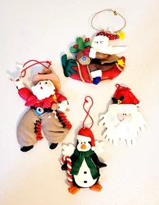 4 Piece Clay Style Cowboy Santa Claus and Penguin Christmas Ornaments 3.5" - 5" - Bild 1 von 6