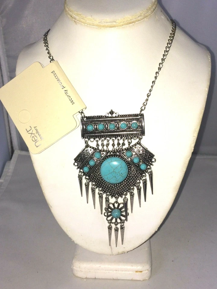 NQ5704 COLAR DE CORRENTE DE METAL PEDRA PRECIOSA AZUL TOM PRATA INSPIRADO EM DESIGNER - Imagem 1 de 1