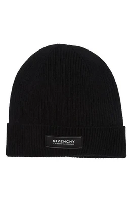 $325 - Gorro Givenchy Italia Lana/Cachemira Cuero Parche en Negro Unisex Foto 1 de 4
