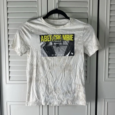 Camiseta Abercrombie Niños Niños Talla 9/10 Blanca Gráfica Camiseta Nueva York Baloncesto Aro Foto 1 de 4