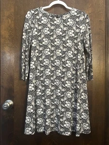 LOFT Knit Dress Black White Floral Women's 3/4 Sleeve Size XS - Picture 1 of 5