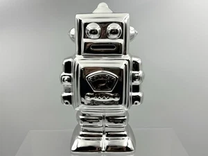 Robot Money Box Silver Chrome Coloured 25cm Tall - Picture 1 of 5