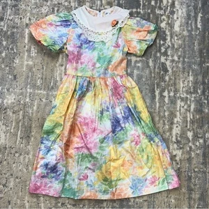 Vintage 1980s Bryan Pastel Watercolor Floral Long Dress Size 10 - Picture 1 of 7