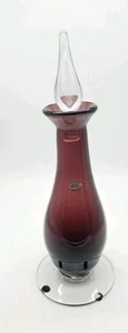 MCM Blenko Hand Blown Glass Purple Plum Amethyst Decanter Genie Bottle Barware - Picture 1 of 13