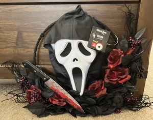 SCREAM Light Up Ghostface Wreath Official Spirit Decor - Halloween Horror - Neu mit Etikett - Bild 1 von 6