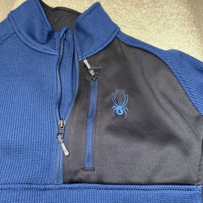 Spyder Pullover Mens L  1/4 Quarter Zip Blue/Black Outdoor Hiking Jacket - Image 1 of 4