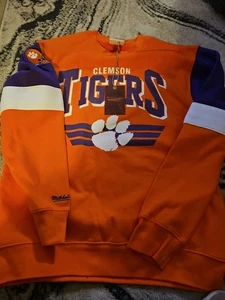 Sudadera Mitchell & Ness Clemson Tigers All Over Crew polar para hombre mediana $110 - Imagen 1 de 5