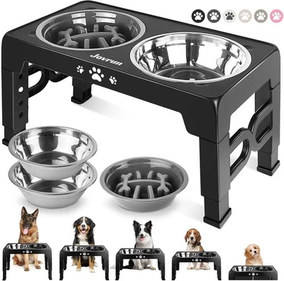 Cuencos elevados ajustables para perros con soporte de alimentación elevado 2 en 1 comida lenta agua Foto 1 de 4