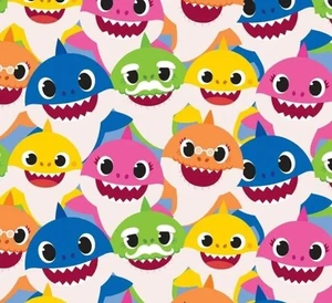 BTY Nickelodeon Baby Shark Family Packed White Cotton Fabric By The Yard 73757 - Picture 1 of 3