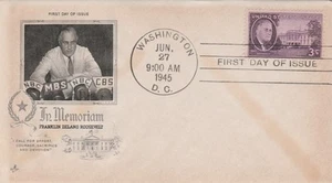 1945  #932 Franklin D Roosevelt FDR,  Washington DC, Artcraft FDC - Picture 1 of 2