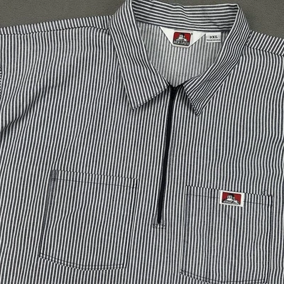 Ben Davis Hickory Stripe 1/2 Zip Work Shirt 3XL Short Sleeve USA Made Railroad - Image 1 of 4