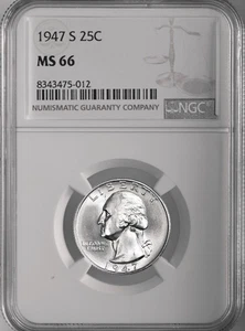 1947-S  25C WASHINGTON SILVER QUARTER "SAN FRANCISCO MINT" NGC MS66 #8343475-012 - Picture 1 of 4
