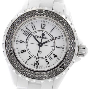 CHANEL J12 white ceramic H1630 black diamond bezel Quartz Ladies Watch_901950 - Picture 1 of 6