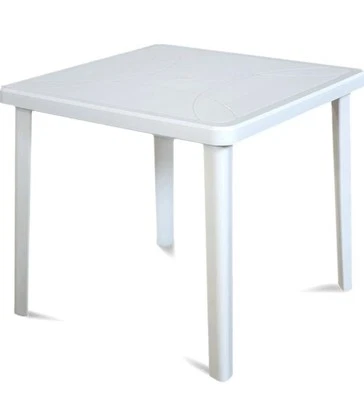 Tavolo tavolino quadrato in resina di plastica Nettuno Bianco , 80 x 80 x 72 Cm - Immagine 1 di 2