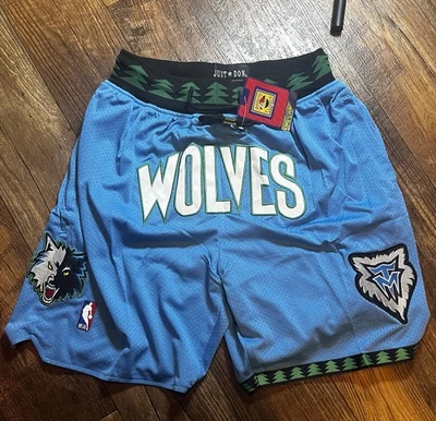 Pantalones Cortos de Baloncesto Retro Minnesota Timberswolves NBA Cosidos Letras TOTALMENTE NUEVOS CON ETIQUETAS Foto 1 de 3