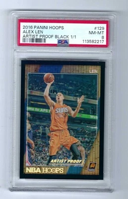 2016 Panini Hoops Artist Proof Black #129 Alex Len Suns 1/1 PSA 8 NM-MT - Image 1 of 2