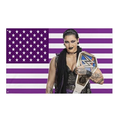 Tapiz de bandera americana púrpura Rhea Ripley - 34,5" X 56" Foto 1 de 4