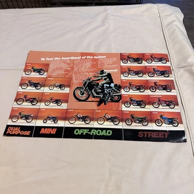 老式 1977 年川崎摩托车自行车广告目录宣传册海报 Floder — 第 1/3 张图片