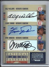 2005 RYNE SANDBERG BILLY WILLIAMS FERGIE JENKINS AUTOGRAPH AUTO CHICAGO CUBS #1