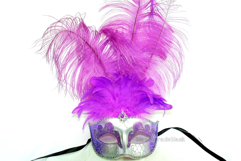 Máscara de mascarada de plumas altas dulce 16 cumpleaños escuela secundaria graduación Mardi Gras Foto 1 de 1
