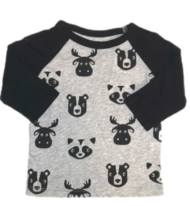 Baby Boys 1st Impressions Animal Faces 3/4 Sleeve Shirt Size 3 - 6 Months - Picture 1 of 1
