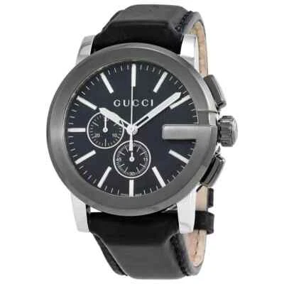 GUCCI G-Chrono YA101205 Black Dial Black Leather Men's Watch 44mm - Image 1 of 4