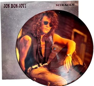 Mint/Unplayed Jon Bon Jovi Miracle 12" VINYL Picture Disc 1990 Hype Sticker - Image 1 of 3