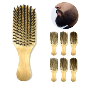 6 Pack Hair Brush Wooden Boar Bristle Beard Mustache Comb Mens Grooming Kit Gift - Picture 1 of 1