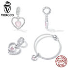 Voroco 925 Sterling Silver Heart Love Pendant Bracelet Charm Beads Glass Gift