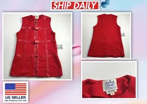 Vintage Retro Gothic Damen ärmellos Leder Linien Top Reißverschluss SAUN Wolle Größe 16🔥 - Bild 1 von 9