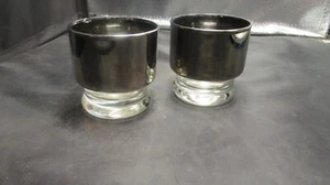 Vintage Dorothy Thorpe breites Silberband Stapel 2er Set Gläser Bar Tumbler niedrige Kugel - Bild 1 von 2