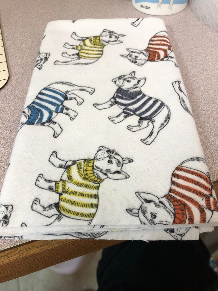Snuggle Flannel Bulldogs Dogs With Sweaters Multi-color Fat Quarter - Image 1 of 1