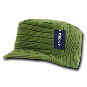 Gi Cadet Army Military Flat Top Beanies Caps Hats Ribbed Knit Visor Ski