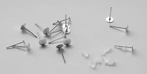 20 x Stainless Steel Earring Stud Post Settings + 20 x Rubber Backs, 20 pair - Picture 1 of 5