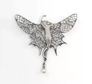 9901566 925er Argento Liberty Spilla Schmetterling-Frau Pietre Swarovski H6cm - Foto 1 di 2