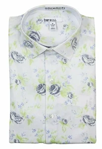 Bar III Grid Roses Max Stretch Slim Fit Baumwolle Langarm Button Down Hemd Neu mit Etikett - Bild 1 von 2