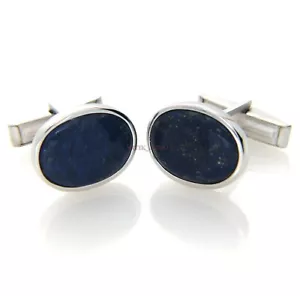 Naturale Lapislazzuli Gemma Con 925 Argento Sterling Gemelli #2313 - Foto 1 di 3