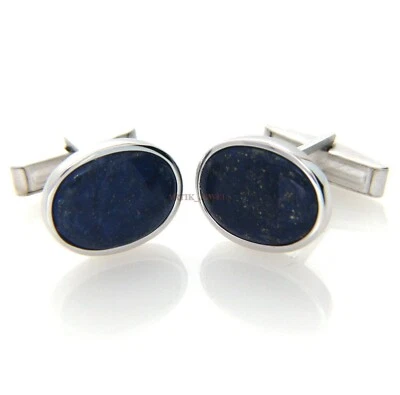 Piedra preciosa natural de lapislázuli con gemelos de plata de ley 925 #2313 Foto 1 de 3