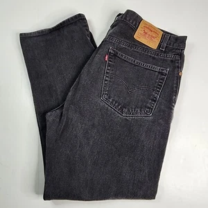 VINTAGE Levis 505 Jeans Mens 40x30 Black Regular Fit Straight Leg Denim Distress - Picture 1 of 11
