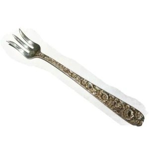 S Kirk & Sons Sterling Silver REPOUSSE Seafood Cocktail Fork 5 1/4" Long Stieff - Picture 1 of 4