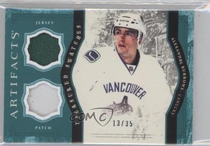 2011 Artifacts Treasured Swatches Green Jersey/Patch /35 Alexandre Burrows Patch