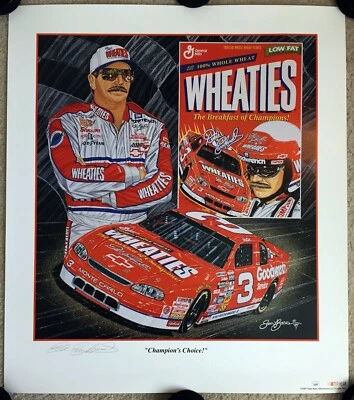 DALE EARNHARDT SR Signed Autographed 25x27 Sam Bass Lithograph, Poster, JSA - Image 1 of 4