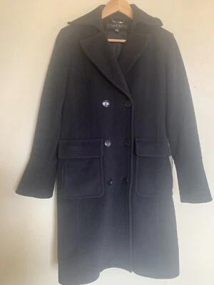 NUEVO ABRIGO NEGRO LAUNDRY BY SHELLI SEGAL 100% Lana Doble Pecho - Talla 6 Foto 1 de 4