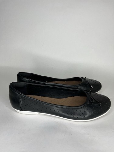 Scarpe slip on basse Clarks da donna taglia 41 5 US 10M nere in pelle